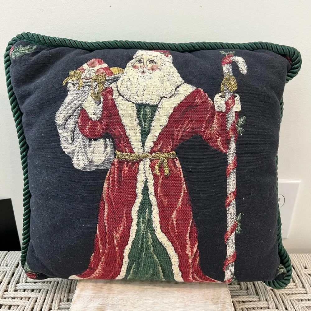 Classic Santa Claus Holiday Pillow - Red and Green